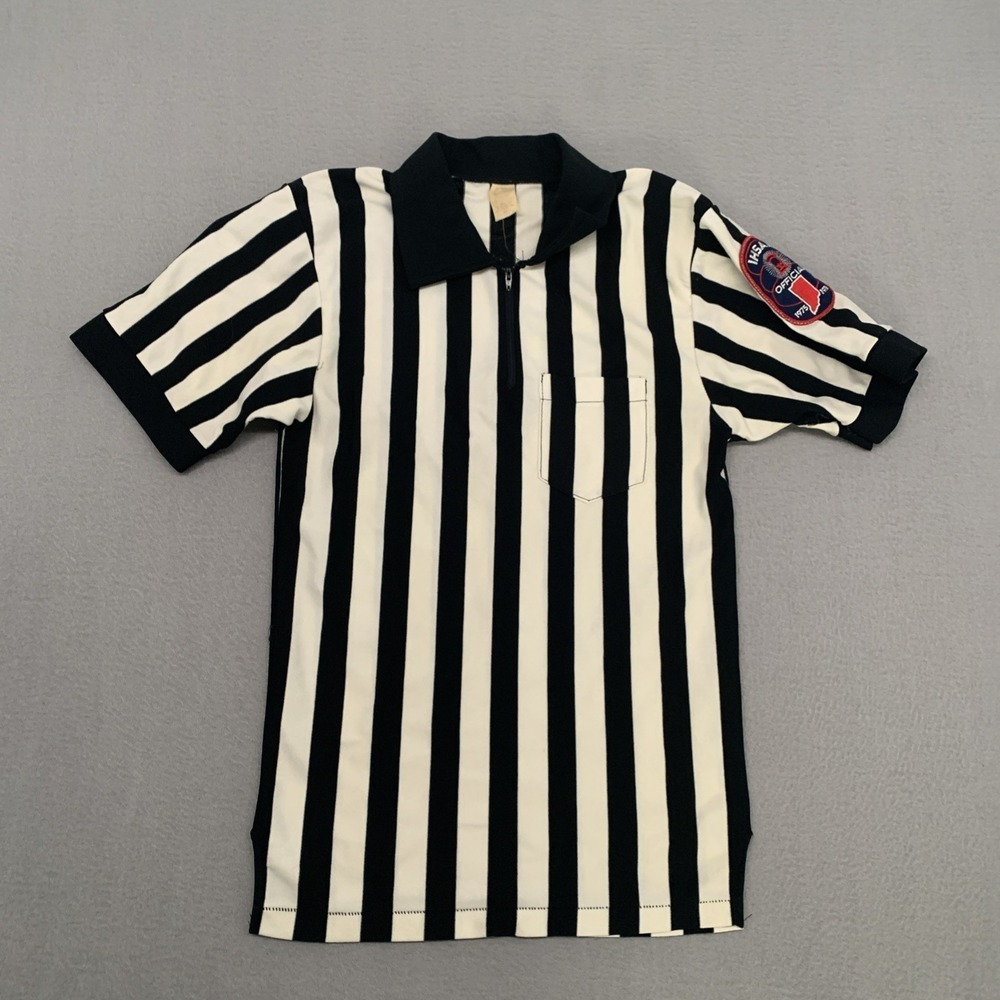Vintage 70s Referee Uniform IHSAA 1/4‎ Zip USA Made Indiana Patches Small